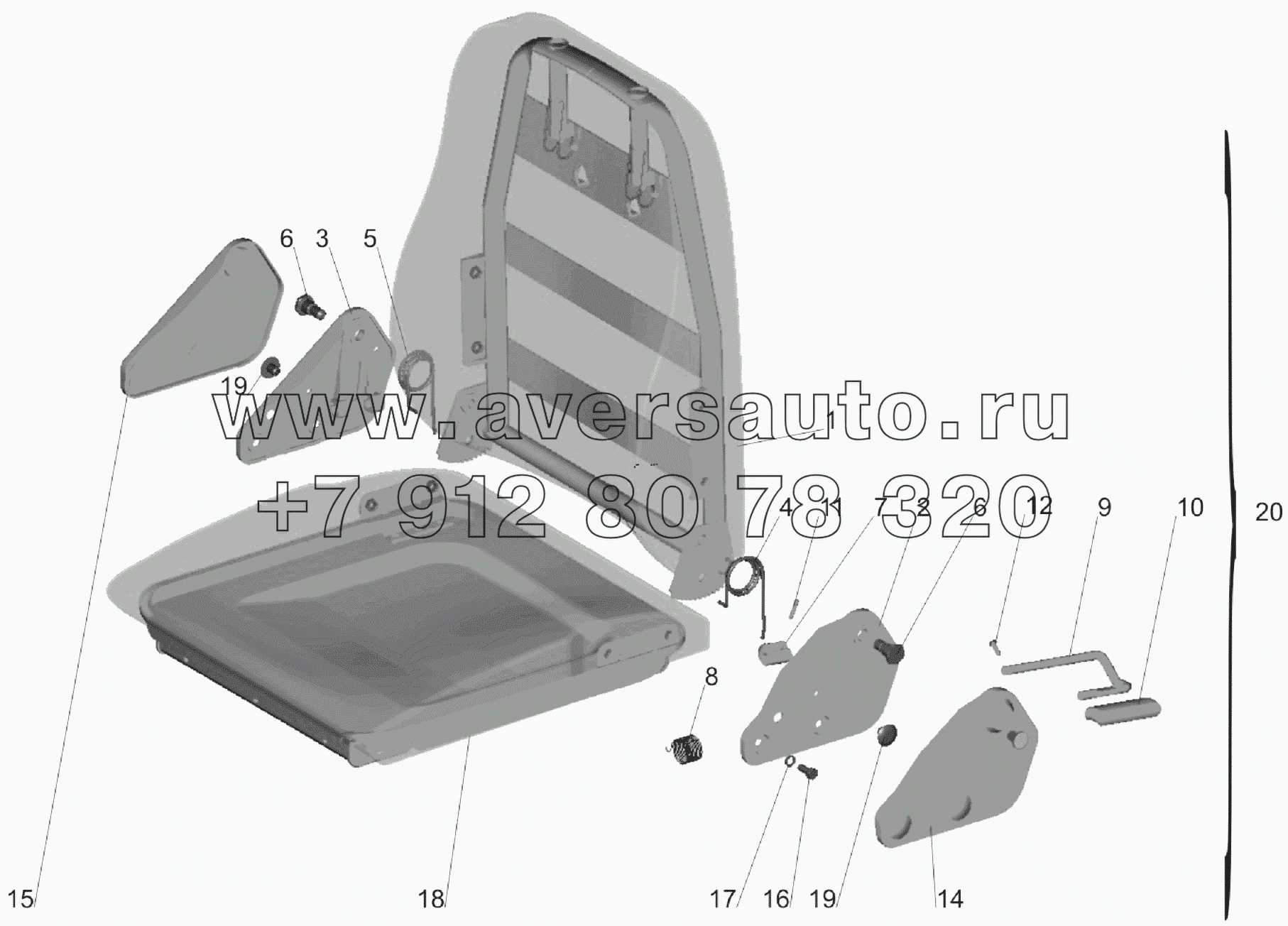 Подушка и спинка сиденья 6430-6800012, 6430-6810012